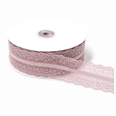 Rola dantela, 4 cm, culoare roz prăfuit - ROC 0834