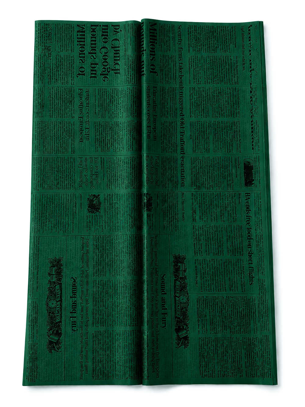 Ambalaj semitransparent tip ziar, culoare verde - ROC A64