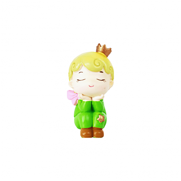 Figurină ceramică model prinț, culoare verde cu galben - ROC 0764