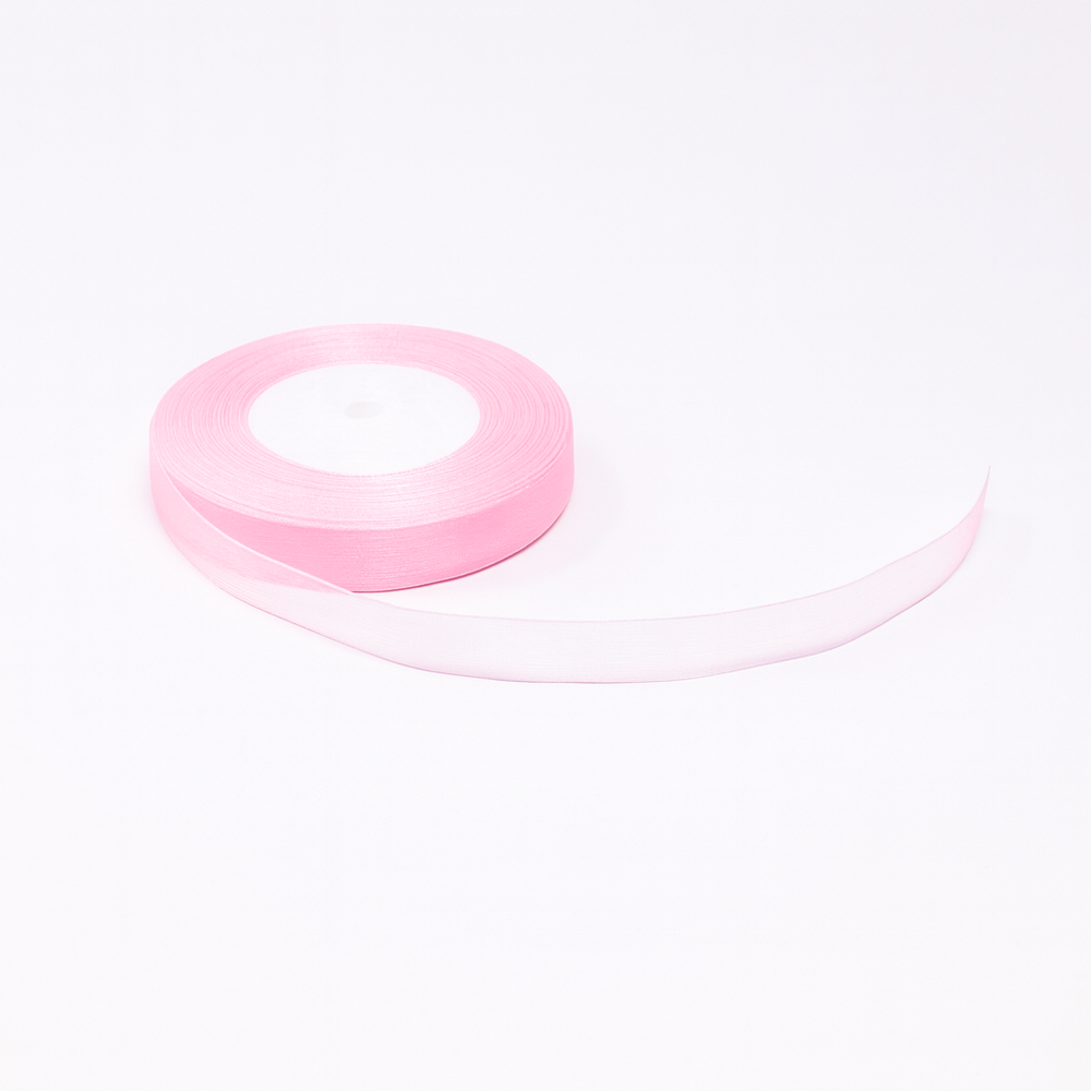 Panglică din organza, 1.5 cm, culoare roz - ROC 0832