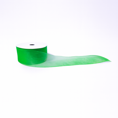 Panglică din organza, 4 cm, culoare verde - ROC 0842