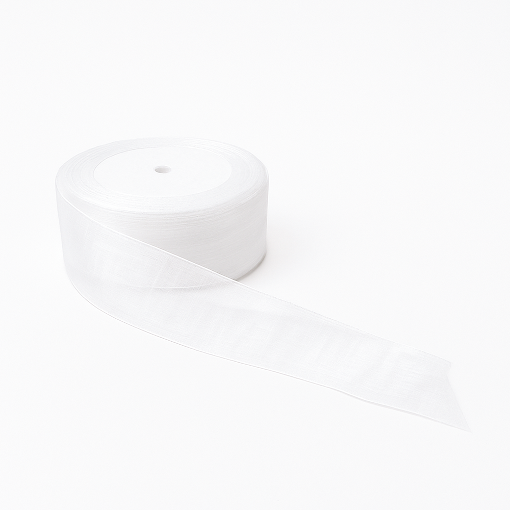 Panglică din organza, culoare alb - ROC 0845