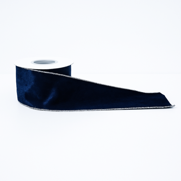 Bandă din catifea, culoare albastru, 6 cm - ROC 0849