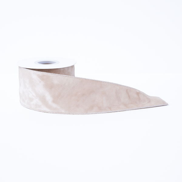 Bandă din catifea, culoare bej, 6 cm - ROC 0849