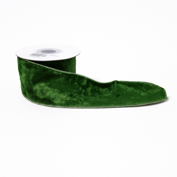 Bandă din catifea, culoare verde, 6 cm - ROC 0849