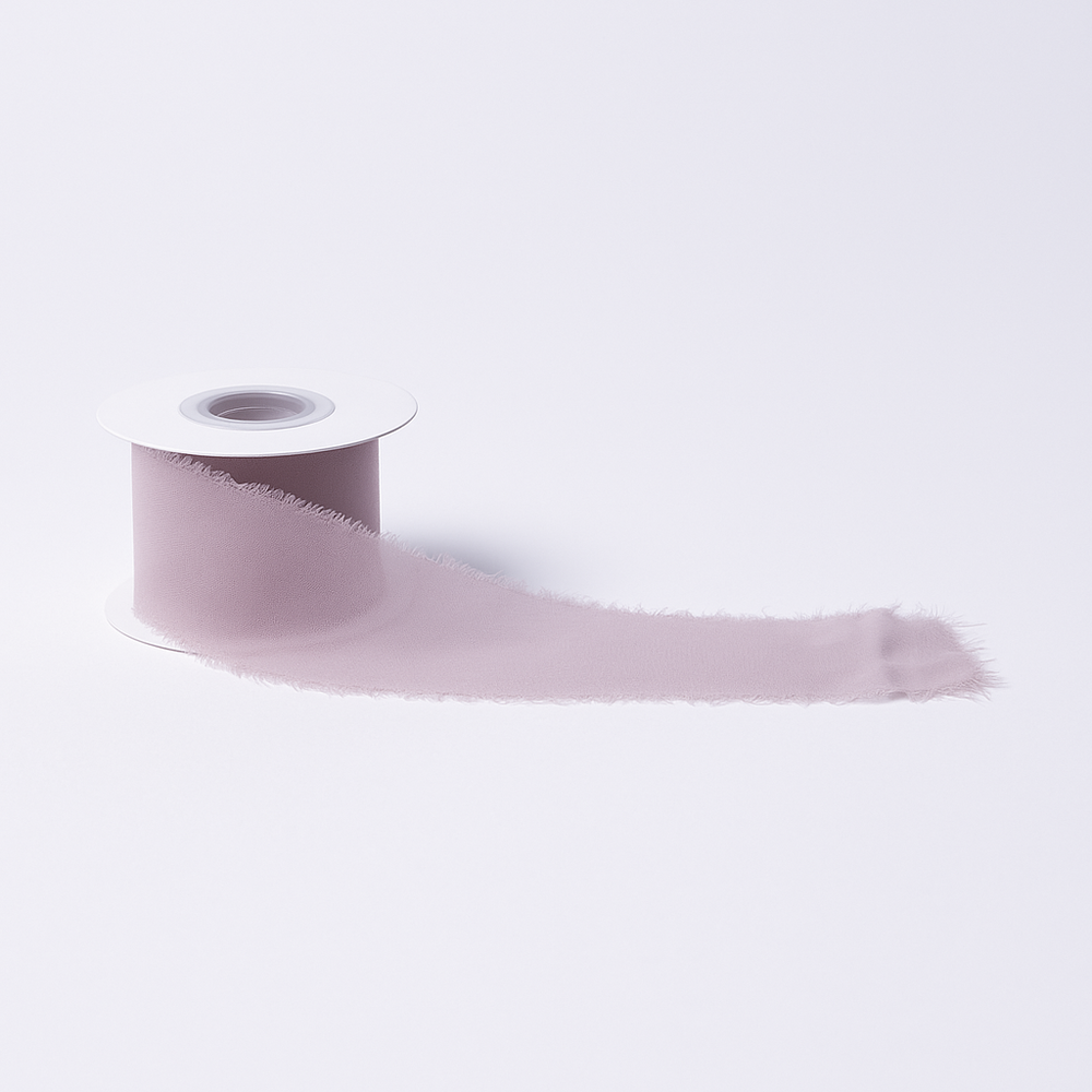 Bandă textilă cu margini franjurate, culoare roz prăfuit NR. 183 - ROC 0854