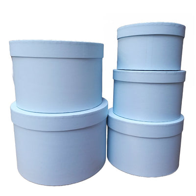 Set 5 cutii rotunde din carton cu capac, Blue ROC 5909