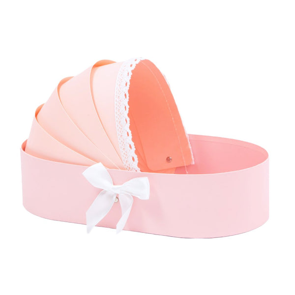 Cutie aranjament floral tip landou, culoare roz - ROC 5500