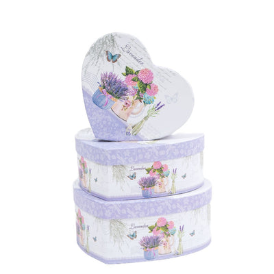 Set 3 cutii inimă "Lavender" - ROC 5262