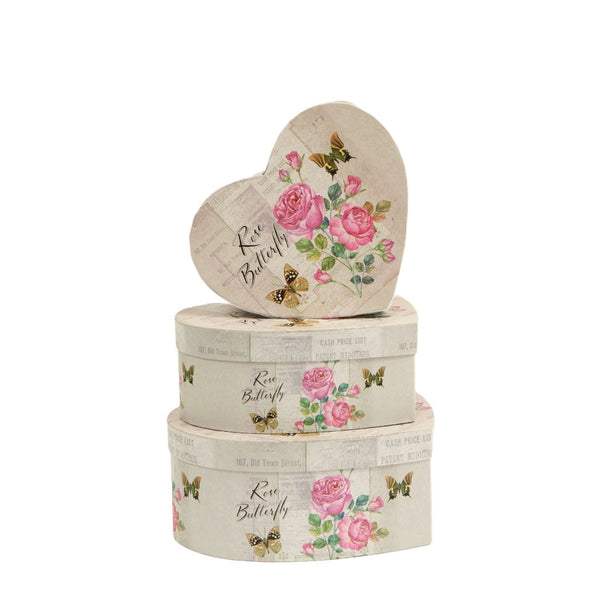 Set 3 cutii inimă "Rose Butterfly" - ROC 5262