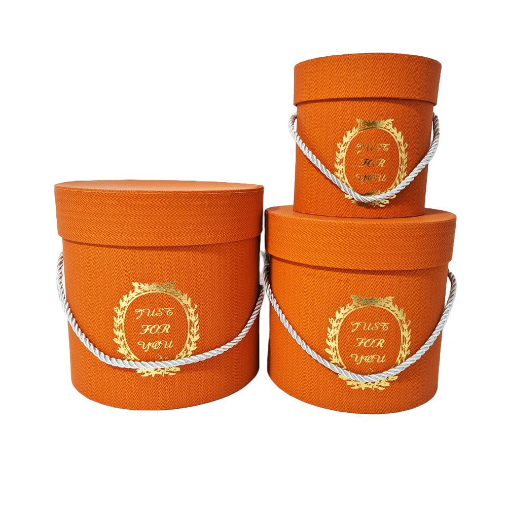 Set 3 cutii cilindru, culoare portocaliu - ROC 5270