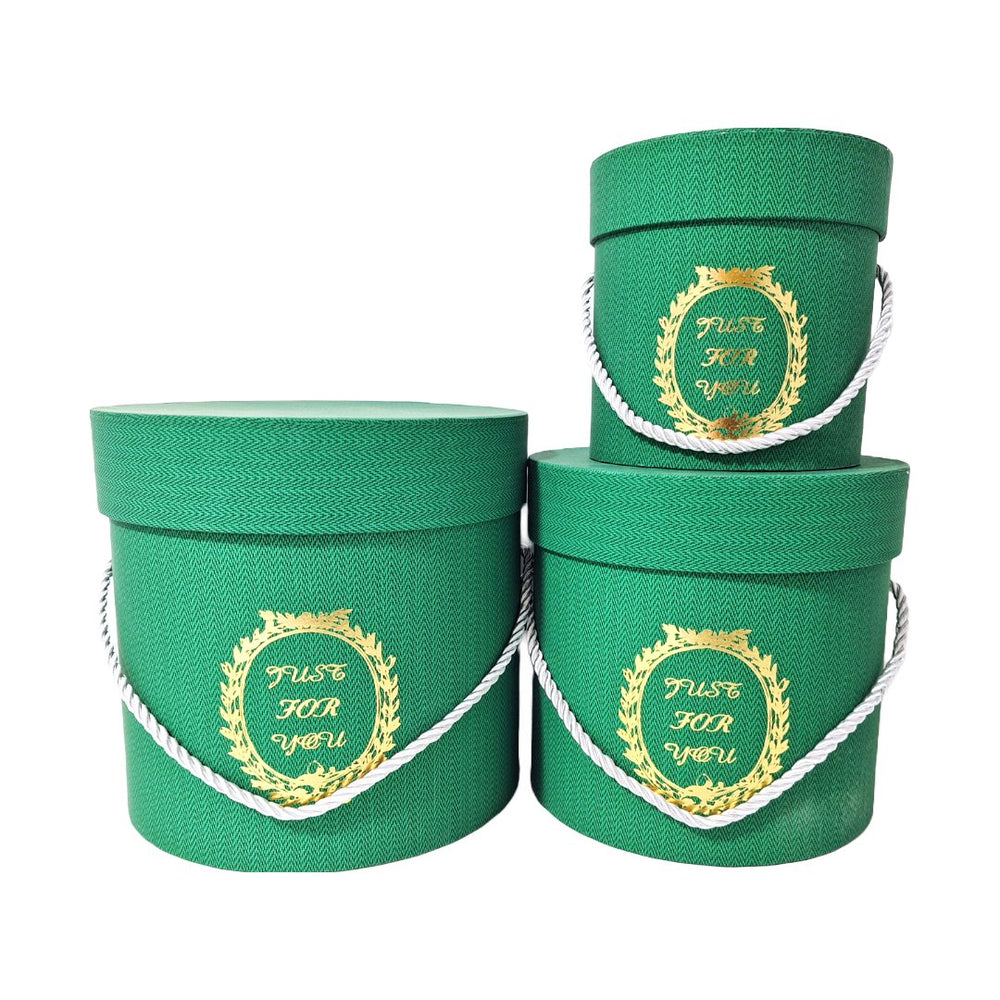 Set 3 cutii cilindru, culoare verde închis - ROC 5270