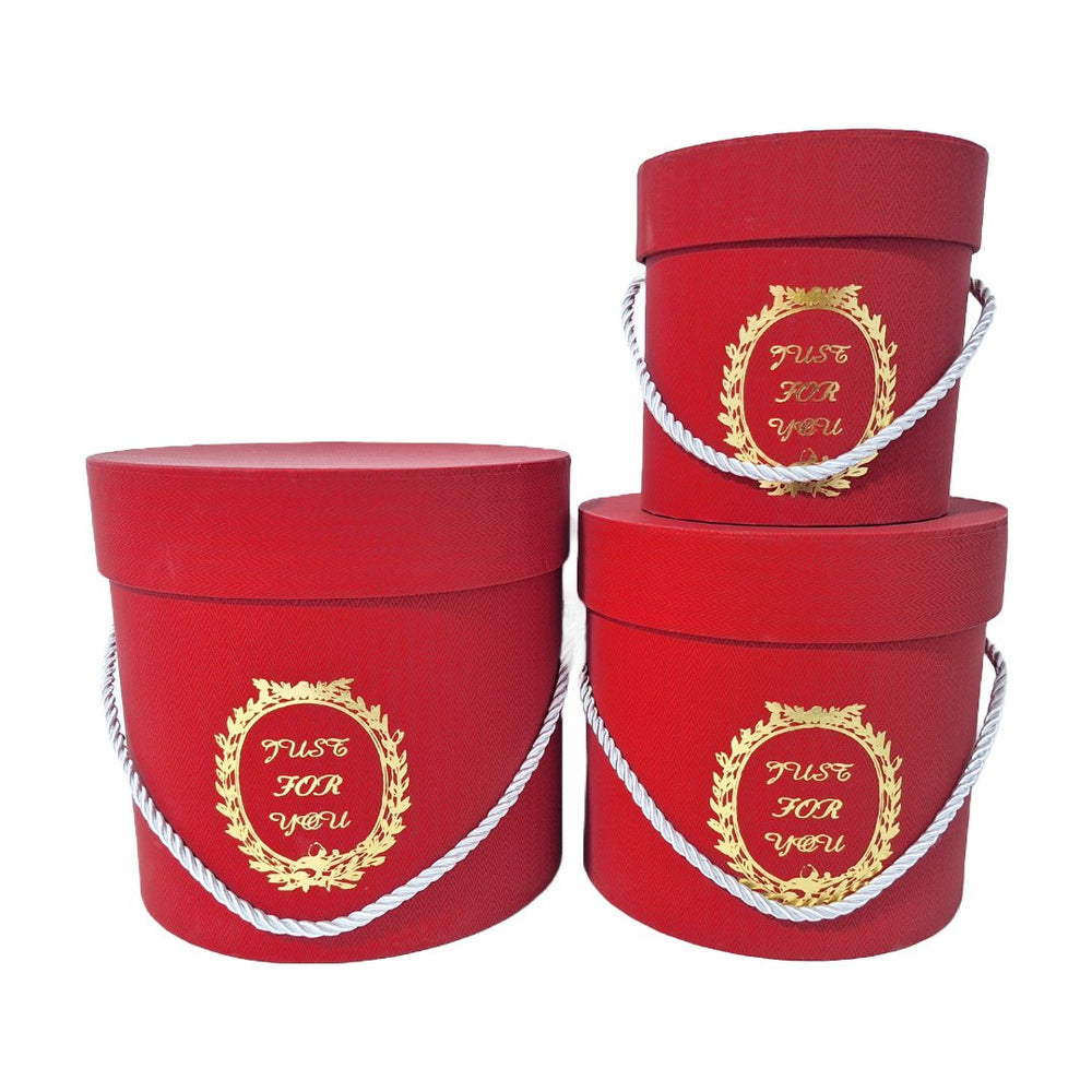 Set 3 cutii cilindru, culoare roșu - ROC 5270