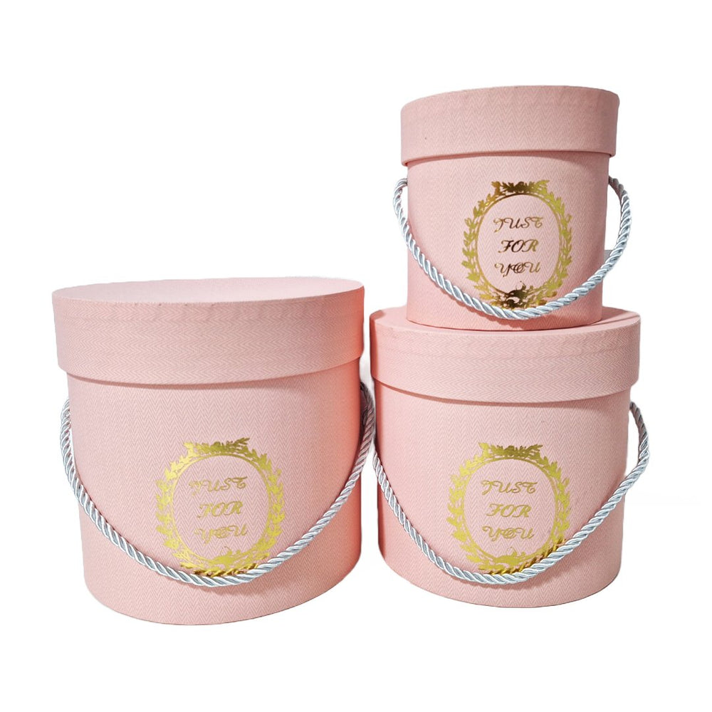 Set 3 cutii cilindru, culoare roz - ROC 5270