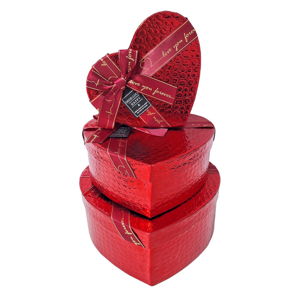 Set 3 cutii inimă, culoare rosu - ROC 5915
