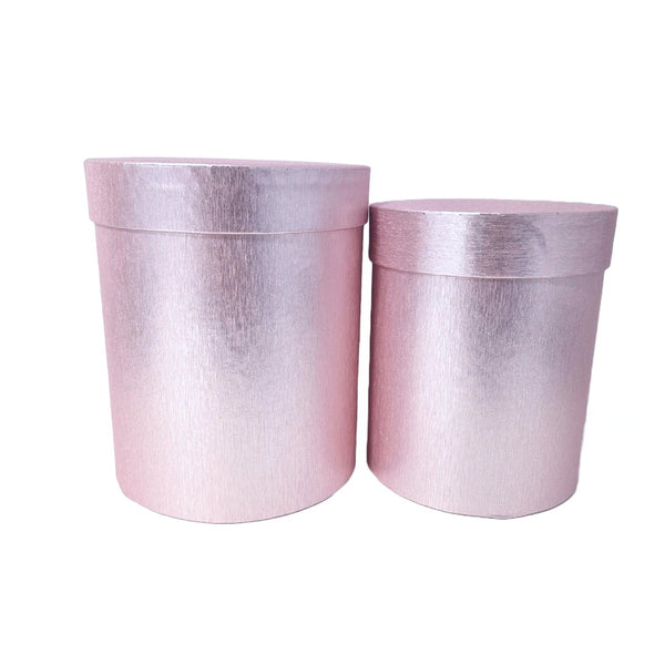 Set 2 cutii cilindru, culoare rose gold - ROC 5280
