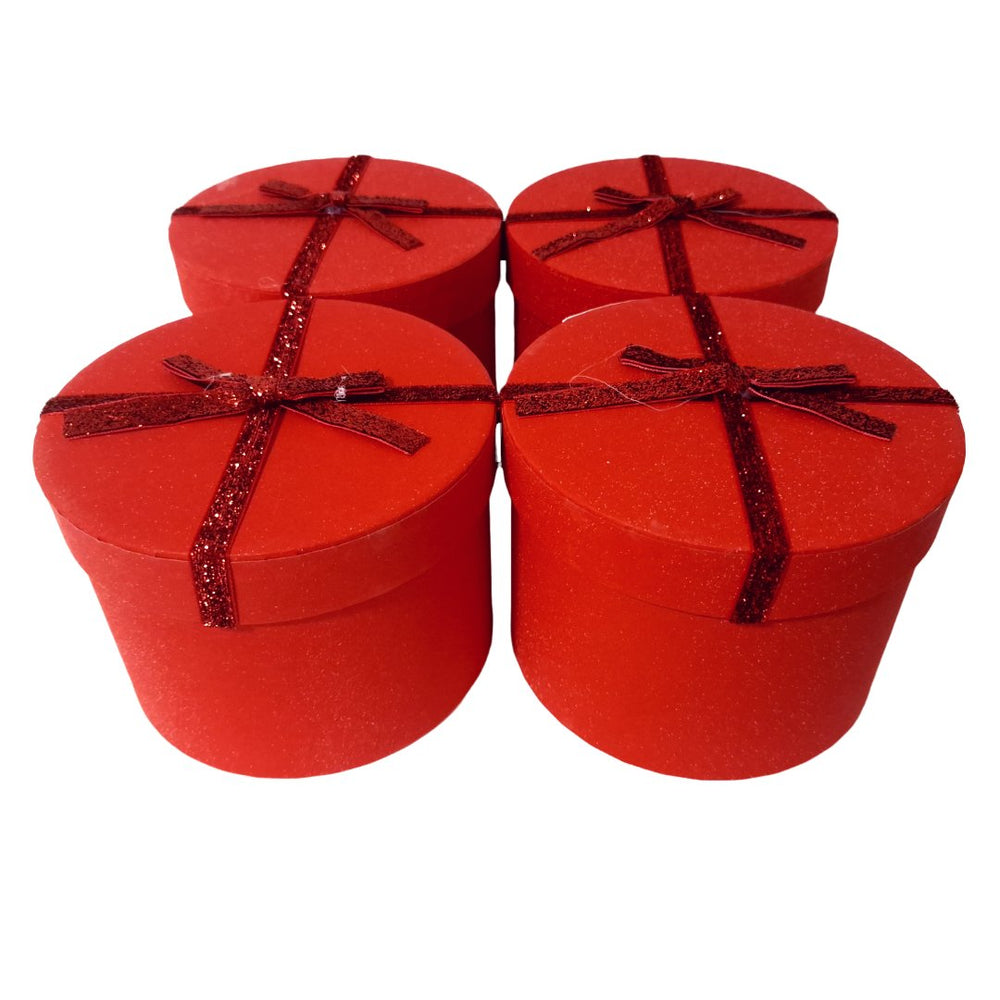 Set 6 cutii rotunde cu capac, culoare roșu - ROC 5276