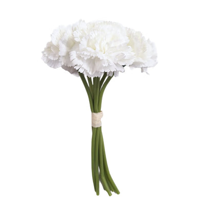 Garoafe artificiale la buchet de 6 fire, culoare alb