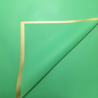 Coli celofan semitransparent cu margine aurie pentru aranjamente florale, culoare verde - ROC A288