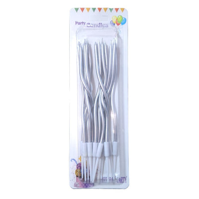 Set 12 lumânări pentru tort, culoare argintiu - ROC P104