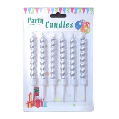 Set 6 lumânări pentru tort, culoare argintiu - ROC P104
