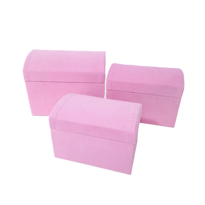 Set 3 cutii din catifea tip cufăr, culoare roz intens - ROC 5806