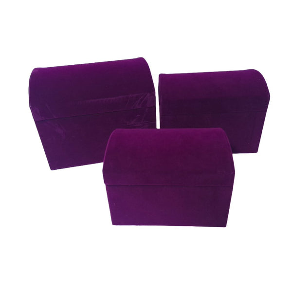 Set 3 cutii din catifea tip cufăr, culoare mov prună - ROC 5806