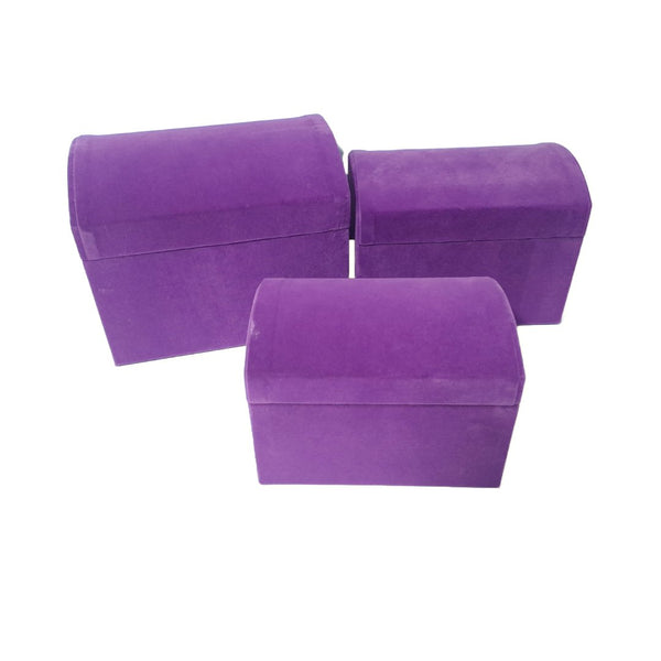 Set 3 cutii din catifea tip cufăr, culoare lila - ROC 5806