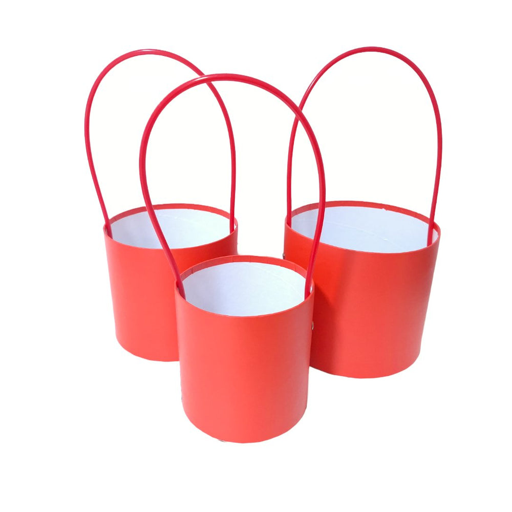 Set 3 cutii cu mâner, culoare roșu - ROC 5259