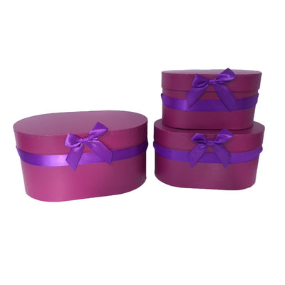 Set 3 cutii ovale din carton pentru aranjamente florale, culoare mov - ROC 5905