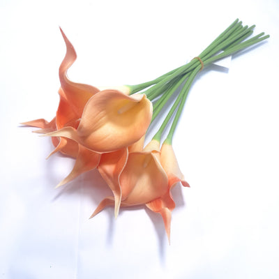 Cale artificiale din silicon, culoare roz somon. Un buchet contine 10 fire.