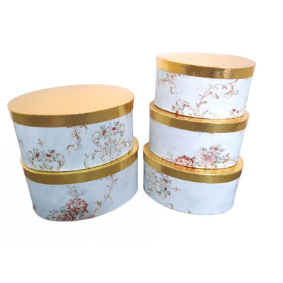 Set 5 cutii ovale din carton pentru aranjamente florale, culoare blue - ROC 918