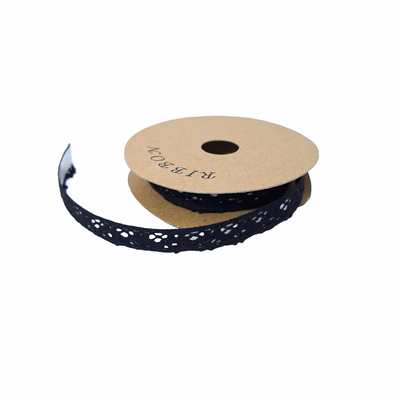 Rolă de dantelă din bumbac cu adeziv, 1.8 cm, culoare negru - ROC 0840