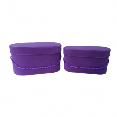 Set 2 cutii ovale invelite cu catifea si snur, culoare mov A12 - ROC 5809