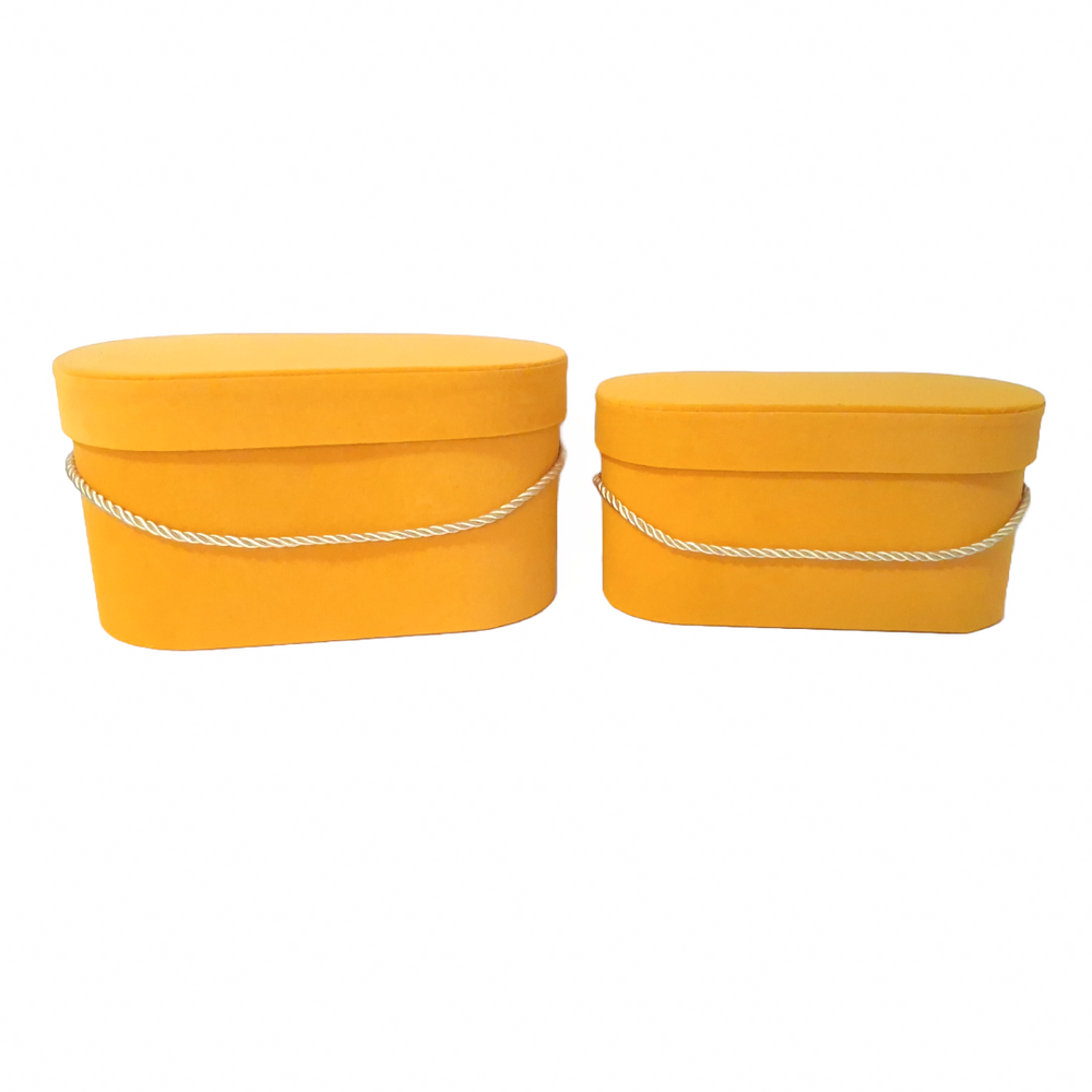Set 2 cutii ovale invelite cu catifea si snur, culoare portocaliu R3 - ROC 5809