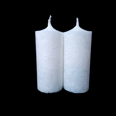 Set 2 lumânări decorative din stearină tip gheață, H 10 cm, D 4,8 cm, culoare alb - 10048 ST ALB