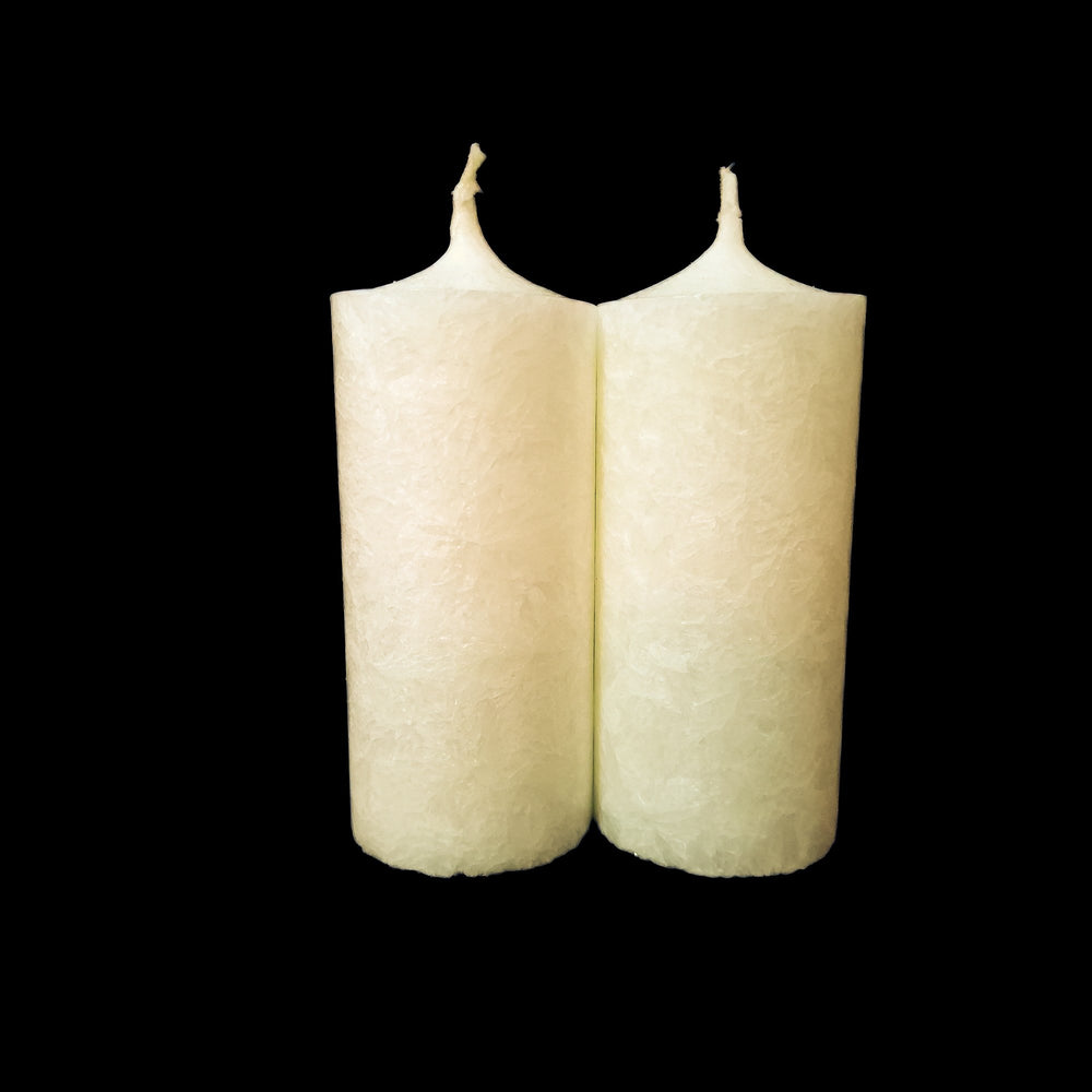 Set 2 lumânări decorative din stearină tip gheață, H 10 cm, D 4,8 cm, culoare crem - 10048 ST CREM