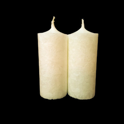 Set 2 lumânări decorative din stearină tip gheață, H 10 cm, D 4,8 cm, culoare crem - 10048 ST CREM