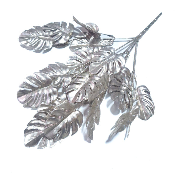 Set 2 crenguțe artificiale monstera, culoare argintiu - ROC Z36