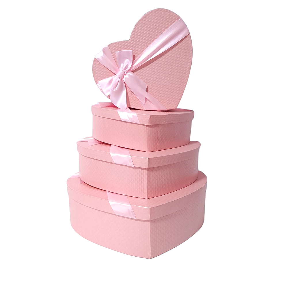 Set 4 cutii în formă de inimă, culoare roz - ROC 5293 4/set