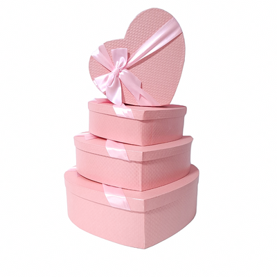 Set 4 cutii în formă de inimă, culoare roz - ROC 5293 4/set