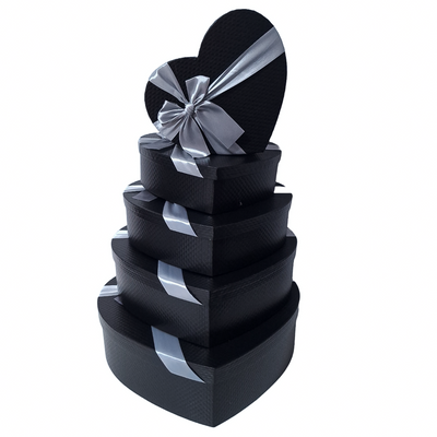 Set 5 cutii în formă de inimă, culoare negru - ROC 5293