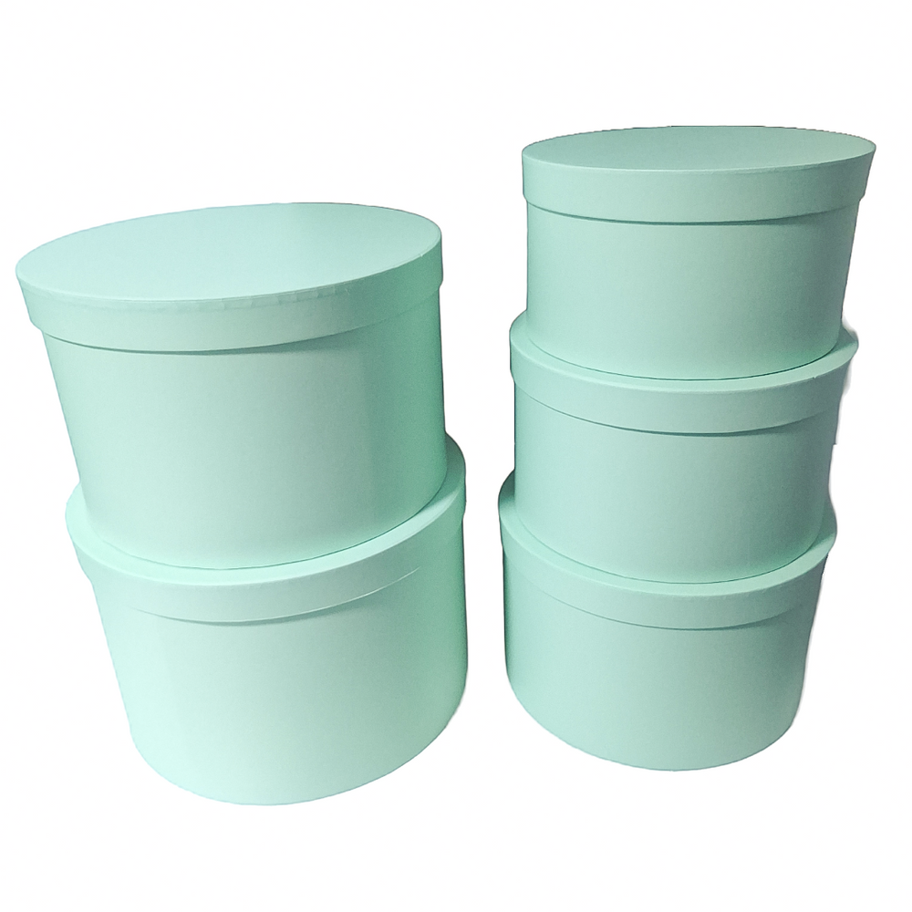 Set 5 cutii rotunde din carton cu capac, culoare vernil - ROC 5909