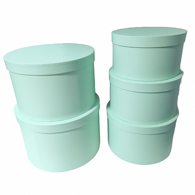 Set 5 cutii rotunde din carton cu capac, culoare vernil - ROC 5909