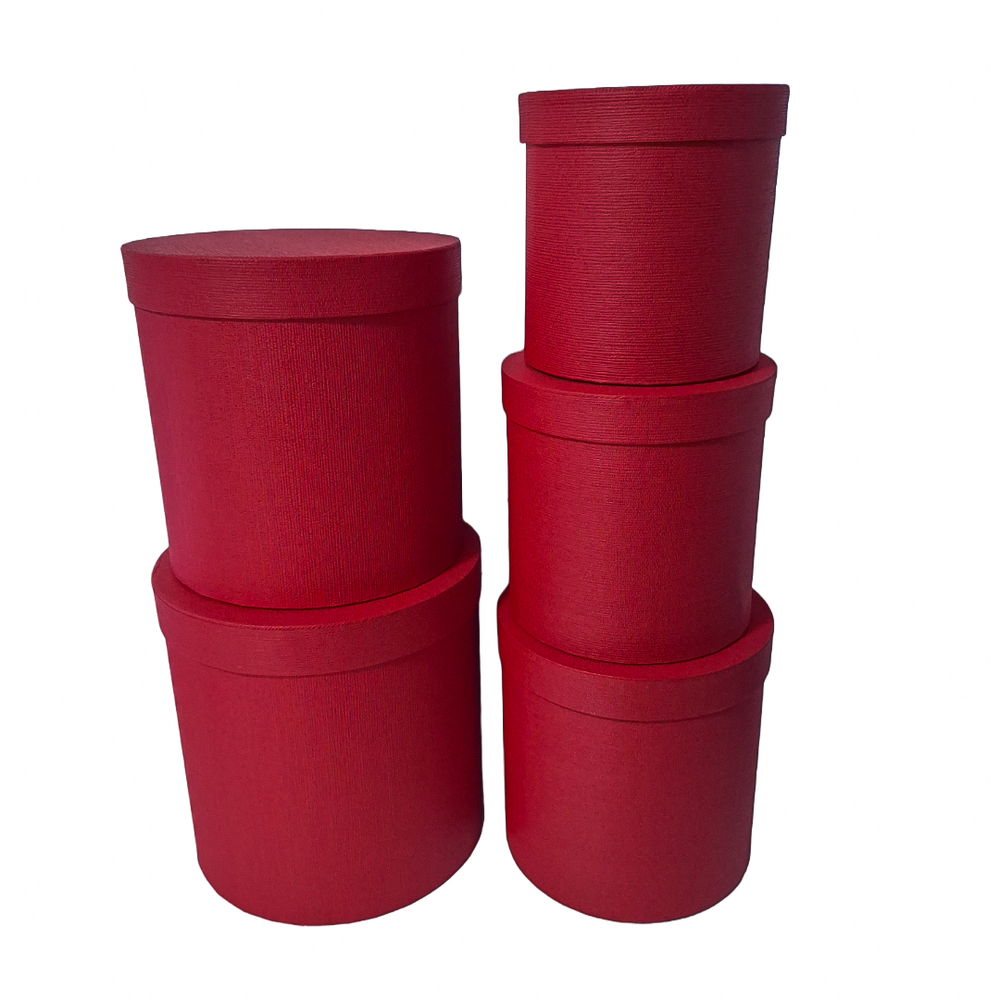 Set 5 cutii cilindru, culoare roșu - ROC 5277