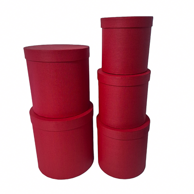 Set 5 cutii cilindru, culoare roșu - ROC 5277