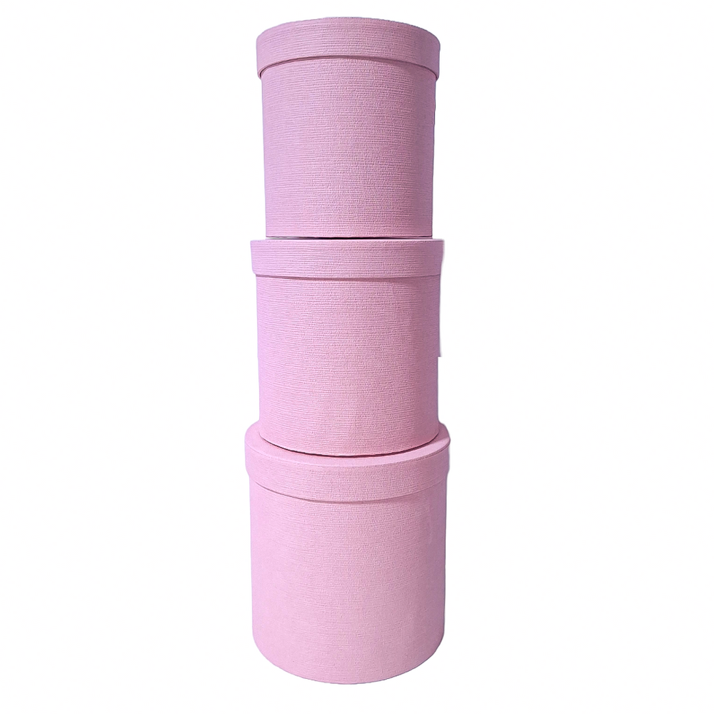 Set 3 cutii cilindru, culoare roz - ROC 5312
