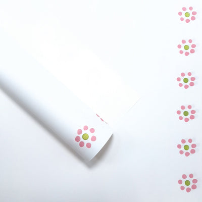 Coli celofan cu margine din floricele, culoare alb - ROC A288