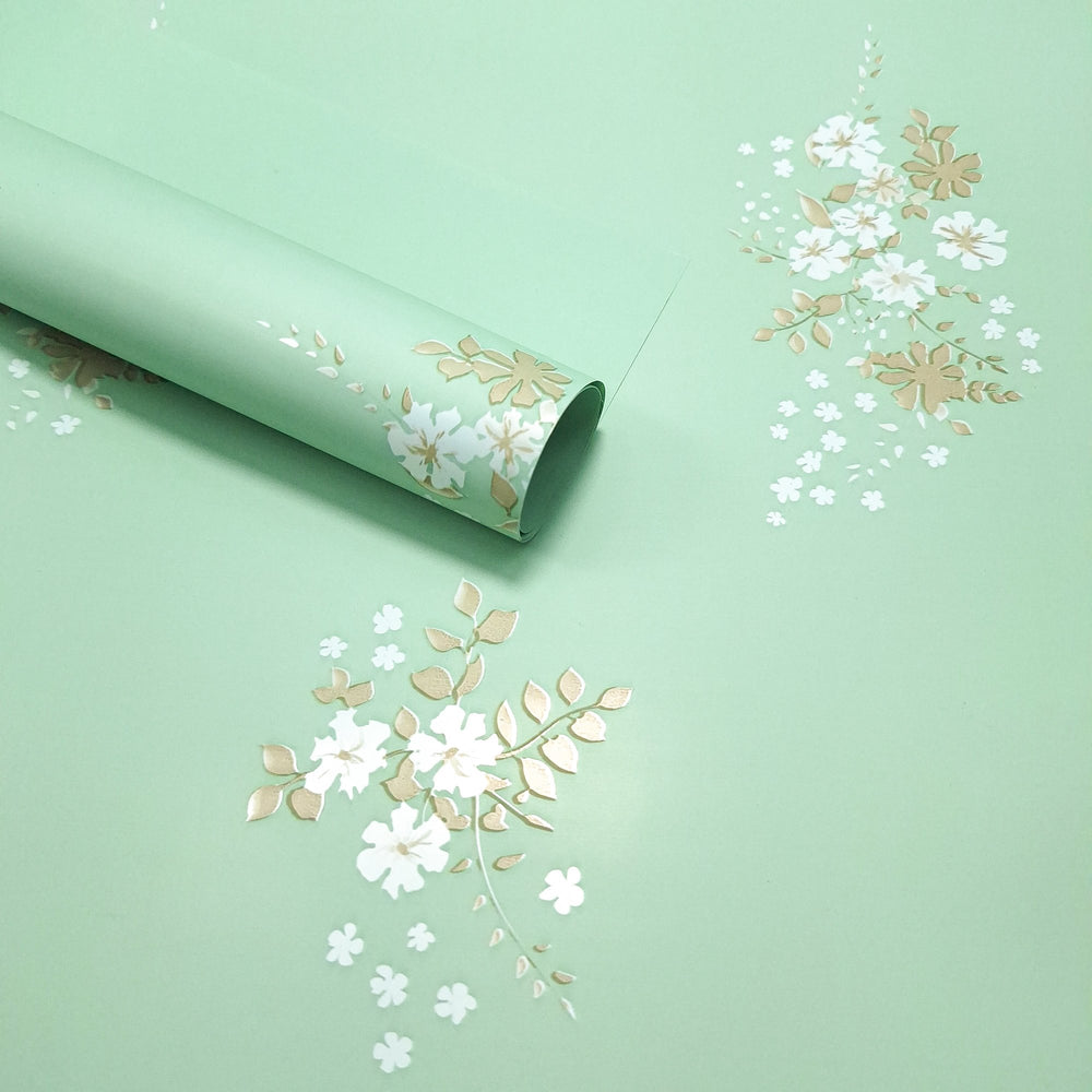 Coli celofan cu print floral, culoare vernil J04 - ROC A288