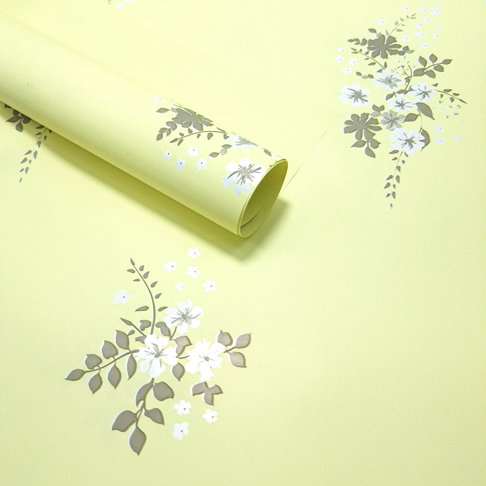 Coli celofan cu print floral, culoare crem J01 - ROC A288